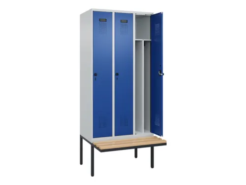 locker met bank,voor scheiding van kleding,HxBxD 2120x900x815mm,3vak