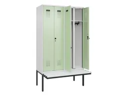 locker met bank,voor scheiding van kleding,HxBxD 2120x1200x815mm,4vak