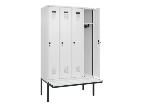 locker met bank,HxBxD 2120x1200x815mm,4vak,vak B 300mm,draaigrendel