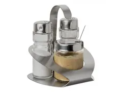 Menage rvs 3-delig peper/zout/mosterd