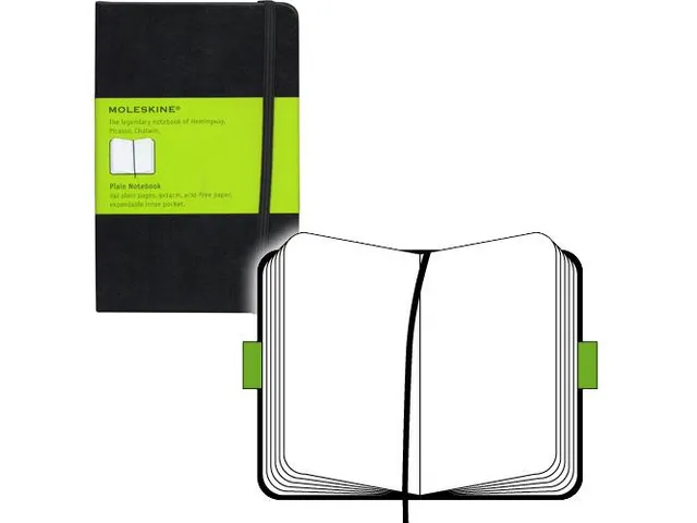 Notitieboek Moleskine pocket 90x140mm blanco hard cover zwart