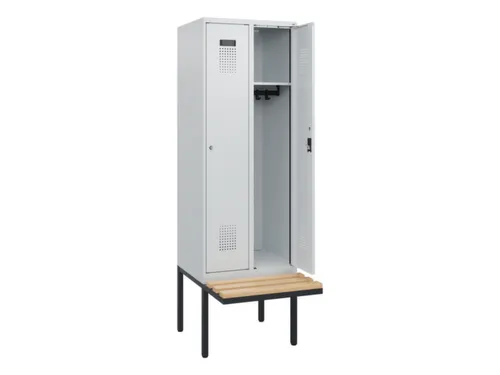 locker met bank,HxBxD 1950x600x815mm,2vak,vak B 300mm,cilinderslot