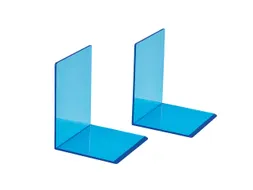 Boekensteun MAUL 10x10x13cm acryl set 2 neon blauw transparant