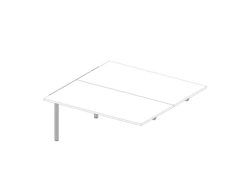 aanbouwtafel,v. benchtafel m. 4-voet,HxBxD 730x1600x1600mm,blad wit