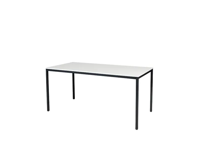 Domino Basic Tafel Vaste Hoogte 1600x800mm Wit 25mm Zwart 4-Poots