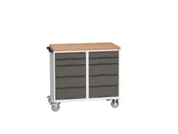 montagetafel 980x1050x600mm multiplexblad 10 laden duwbeugel RAL7016