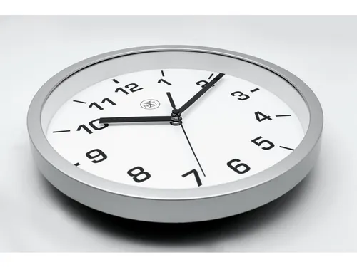wandklok NXT diameter 20cm kunststof zilver, witte wijzerplaat cijfers