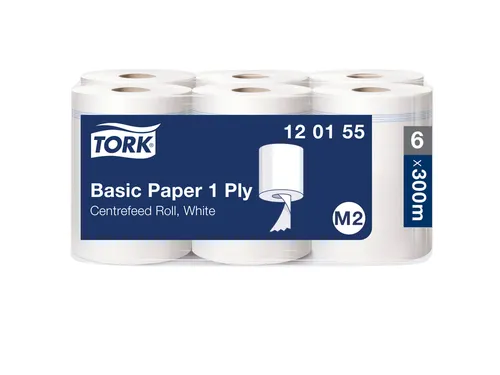 Poetsrol Tork M2 Centerfeed 120155 1-laags 20cmx300m 6 Rollen wit