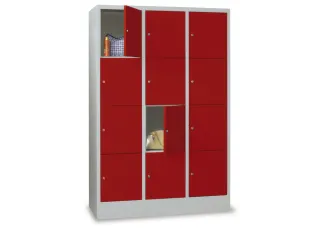 lockerkast,HxBxD 1850x1200x500mm,3x4vakken,RAL7035,front RAL3000 - 2