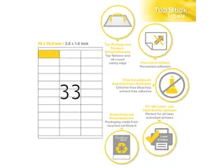 Etiketten universele labels A4 permanent 70x25,4mm Wit 3300 stuks - 2