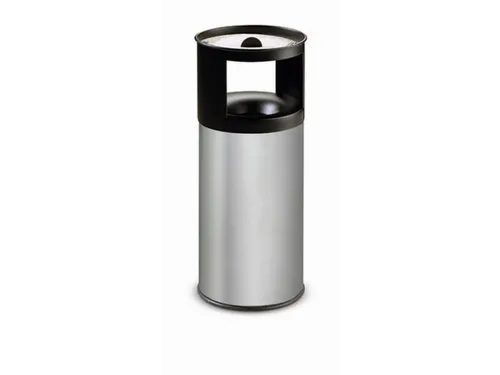 RVS combi-asbak,HxØ 800x310mm,afvalbak inhoud 40l,romp RVS,bluskop