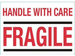 Waarschuwingsetiket handle with care 100mmx70mm 500 stuks