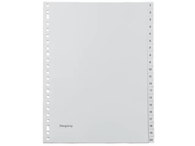 intercalaires, ft A4, perforation 23 trous, PP gris, set 1-20
