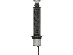 Stekkerdoos Brennenstuhl toren 3-voudig incl. 2 USB 2m zwart zilver