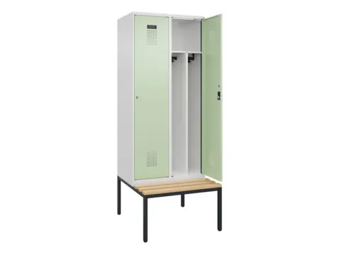 locker met bank,voor scheiding van kleding,HxBxD 2120x800x815mm,2vak