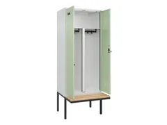 PBM-locker met bank,HxBxD 2120x800x815mm,2vak,vak B 400mm,draaigrendel