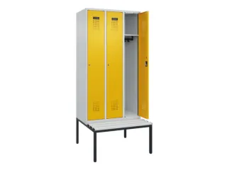locker met bank,HxBxD 2120x900x815mm,3vak,vak B 300mm,cilinderslot - 1