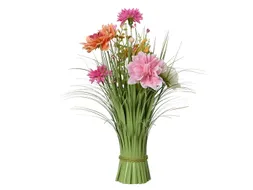 Kunstgras Everlands met bloemen roze 40cm polyester