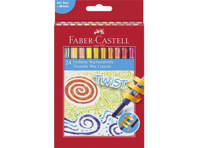 Waskrijt Faber-Castell draaibaar 24 stuks