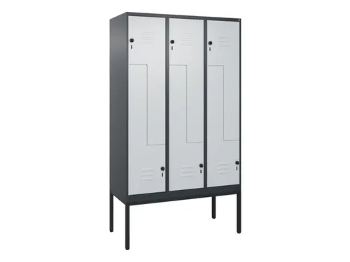Z-garderobekast,HxBxD 2120x1200x500mm,vak B 200/400mm,draaigrendel