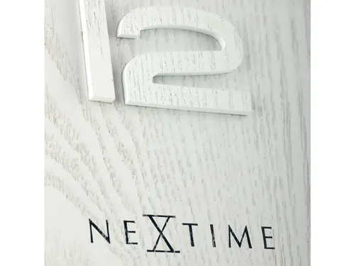 Wandklok Nextime dia. 53 x 3 cm, hout, wit, 'Wood Wood Big'