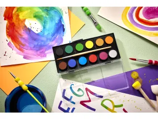 Waterverfdoos Faber-Castell 12 kleuren (diameter 24mm) incl. penseel - 5