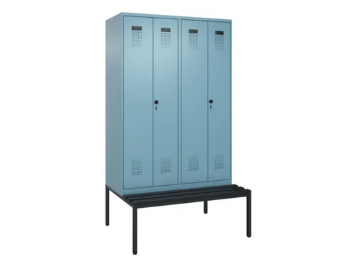locker met bank,voor scheiding van kleding,HxBxD 2120x1200x815mm,4vak
