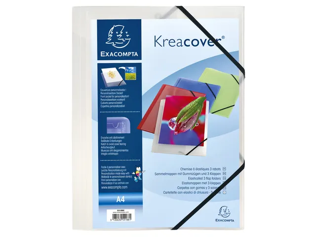Elastomap Exacompta Kreacover A4 3 kleppen PP assorti