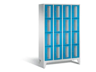 Lockerkast 1850x1190x500mm 4x4 vakken Cilinderslot Poten, RAL5012 - 2