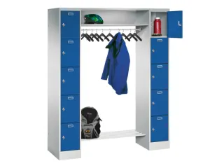 personeelsgarderobe draaigr. 1950x1500x500mm 2x5 vakken 300mm RAL5010 - 1
