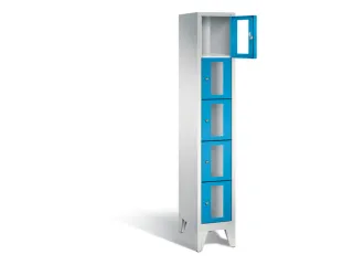 Lockerkast 1850x320x500mm 1x5 vakken Cilinderslot Poten, RAL5012 - 1