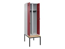 locker met bank,voor scheiding van kleding,HxBxD 2120x600x815mm,2vak