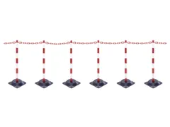 Kettingstaander-set 6 Kettingstaanders Vierkante Voet 10m Ketting Rood