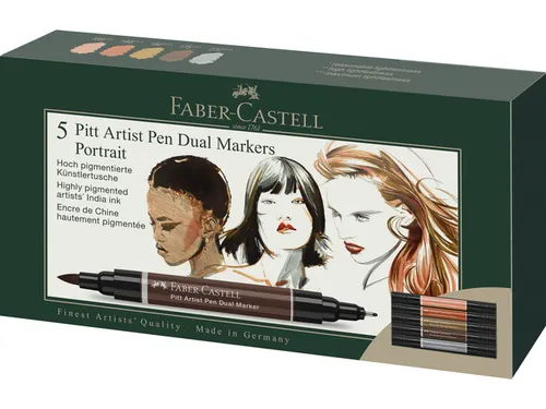 Tekenstift Faber-Castell Pitt Artist duo marker Portrait etui 5stuks k