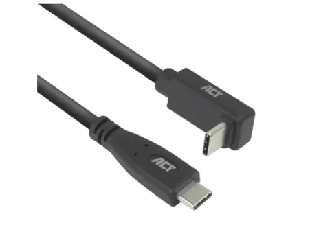 Kabel ACT USB-C standaard naar USB-C hoek boven/beneden 10Gbps 1m