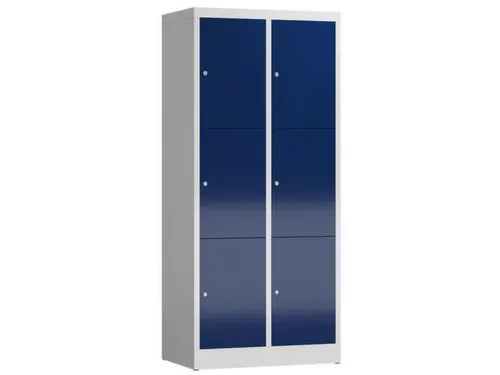 Lockerkast 1800x800x500mm 2x3 vakken cilinderslot, sokkel, RAL5010