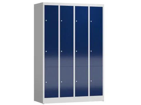 Lockerkast 1800x1185x500mm 4x3 vakken cilinderslot, sokkel, RAL5010