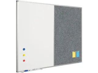 Combibord Wit Donkergrijs 60x90cm Whiteboard / Prikbord - 1