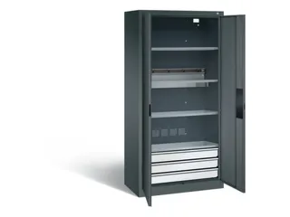 acculaadkast 1950x930x500mm 5stekkerdozen 230V cil.-slot front RAL7016 - 1