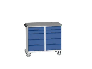montagetafel 980x1050x600mm linoleumblad 10 laden duwbeugel RAL5010 - 1
