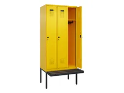 locker met bank,HxBxD 2120x900x815mm,3vak,vak B 300mm,draaigrendel