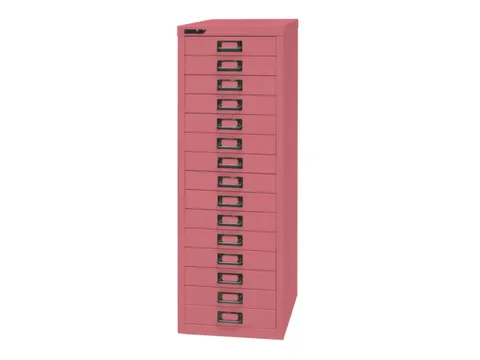 kantoor-ladekast HxBxD 860x279x380mm 15 laden romp + front pink staal