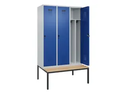 locker met bank,voor scheiding van kleding,HxBxD 2120x1200x815mm,3vak