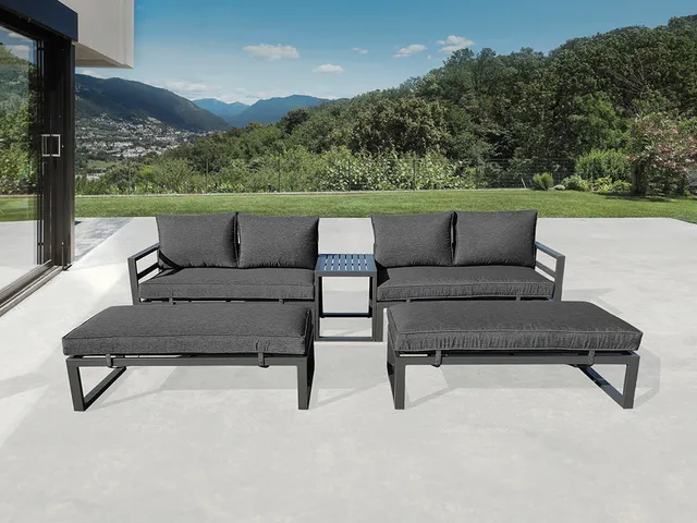 Ensemble De Salon Tout-en-un Noir + Anthracite