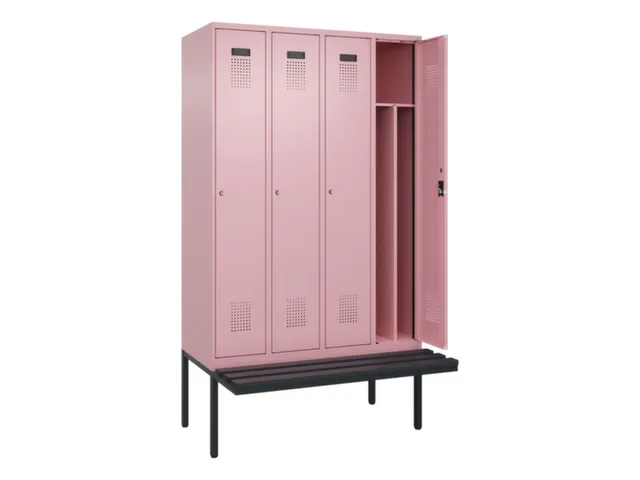 locker met bank,voor scheiding van kleding,HxBxD 2120x1200x815mm,4vak