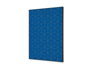 Wanddecoratie Textiel Set A2 Hexagon Blauw-Bruin - 1