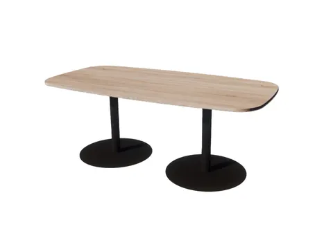 Linesto vergadertafel 200x100 deens ovaal robson eiken 25mm zwart