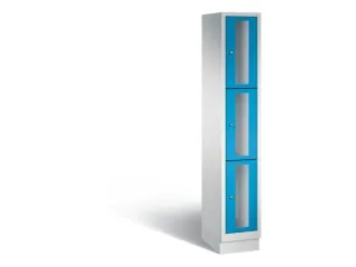 Lockerkast 1800x320x500mm 1x3 vakken Cilinderslot, Sokkel, RAL5012 - 2