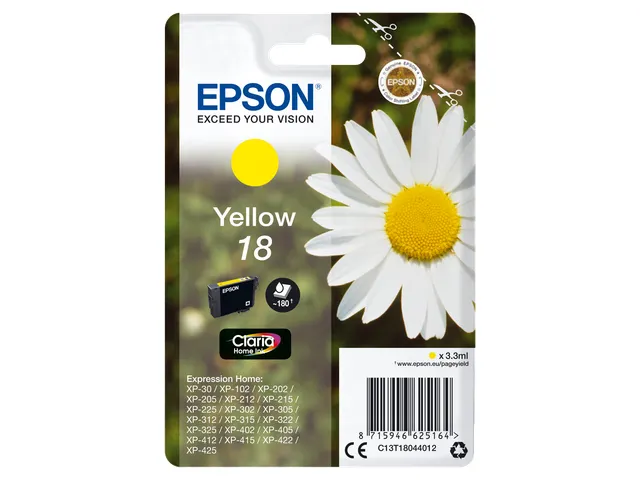 Epson 18 (T1804) inktcartridge geel (origineel) C13T18044022