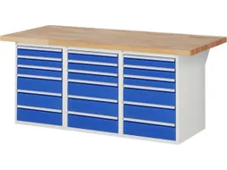 werkbank,HxBxD 890x2000x900mm,beukblad,draagverm. 750kg,3containers